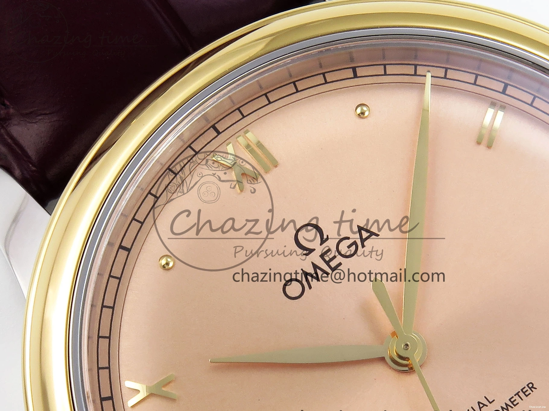 0201 De Ville Date YG MKF 1:1 Best Edition Brown Dial Roman Marker on Brown Leather Strap A OdorResistant 7751